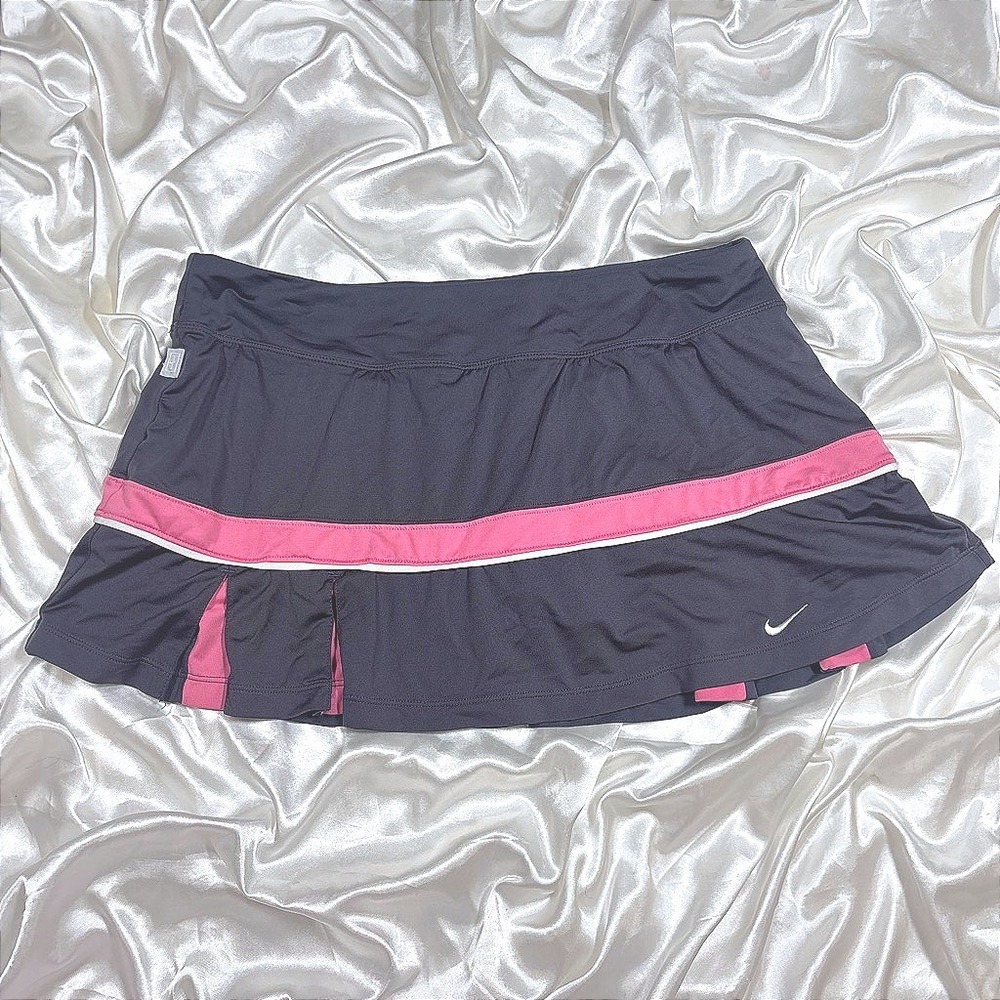 y2k Nike Tennis Skort Grey Pink Excellent Dri-FIT Pleated Athletic Skirt L